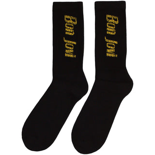 Bon Jovi Unisex Terry Socks: Yellow Logo (Black) (UK Size 7 - 11)