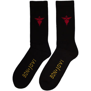 Bon Jovi Unisex Terry Socks: Dagger Heart (Black) (UK Size 7 - 11)