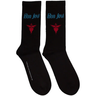 Bon Jovi Terry Socks: Dagger Heart Blue Logo (Black)