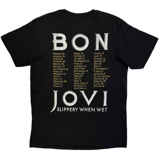 Bon Jovi T-Shirt: Tour '87 Road Sign (Black) (Back Print)