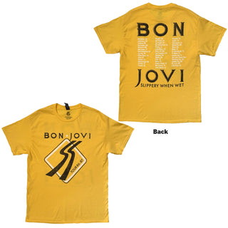 Bon Jovi T-Shirt: Tour '87 Road Sign (Yellow) (Back Print)