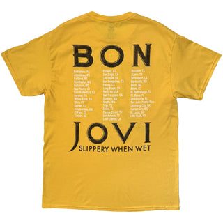 Bon Jovi T-Shirt: Tour '87 Road Sign (Yellow) (Back Print)