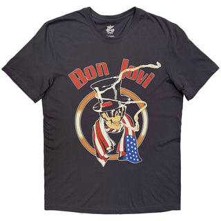 Bon Jovi T-Shirt: Kicked Ass (Charcoal Grey) (Back Print)