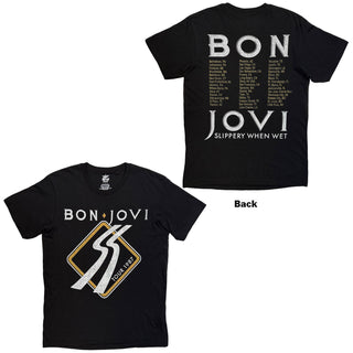Bon Jovi T-Shirt: Slippery When Wet '87 (Black) (Back Print)