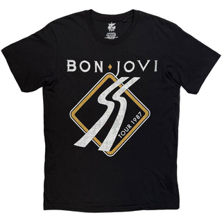 Bon Jovi T-Shirt: Slippery When Wet '87 (Black) (Back Print)