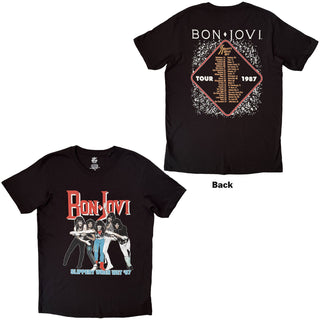 Bon Jovi T-Shirt: Slippery When Wet '87 (Black) (Back Print)