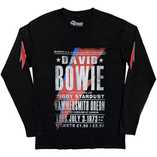 David Bowie Long Sleeve T-Shirt: Hammersmith Odeon (Sleeve Print)