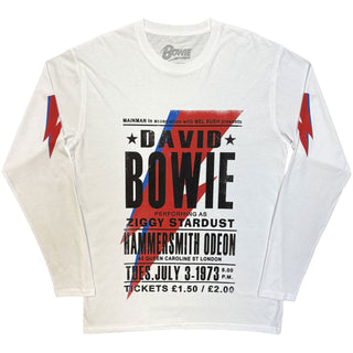 David Bowie Long Sleeve T-Shirt: Hammersmith Odeon (Sleeve Print)