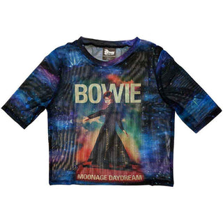 David Bowie Ladies Crop Top: Moonage 11 Fade (Mesh)