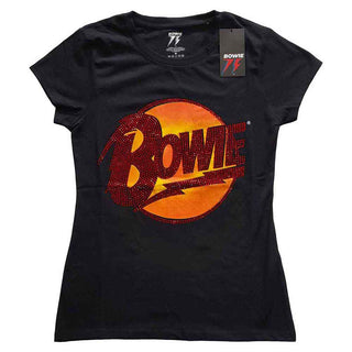 David Bowie Ladies Embellished T-Shirt: Diamond Dogs Logo