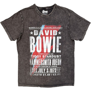 David Bowie Stone Wash T-Shirt: Hammersmith Odeon (Charcoal Grey)
