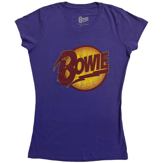 David Bowie Ladies Slim Fit T-Shirt: Vintage Diamond Dogs Logo