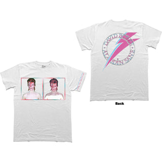 David Bowie T-Shirt: Aladdin Sane Photos (White) (Back & Sleeve Print)