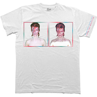 David Bowie T-Shirt: Aladdin Sane Photos (White) (Back & Sleeve Print)