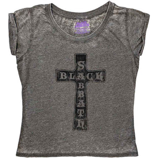 Black Sabbath Ladies Slim Fit T-Shirt: Vintage Cross