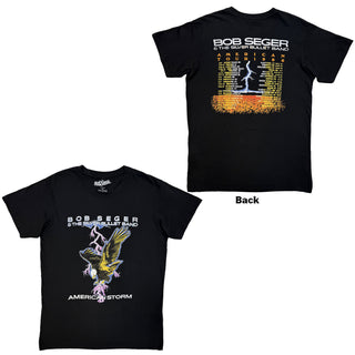 Bob Seger & The Silver Bullet Band Carbon T-Shirt: American Storm (Black) (Back Print)