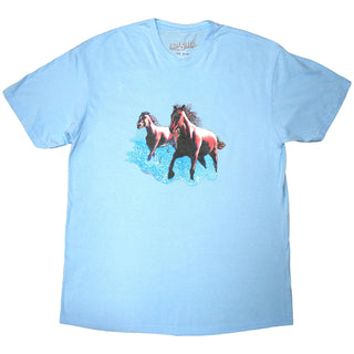 Bob Seger & The Silver Bullet Band Unisex T-Shirt: Horses (Light Blue) (Back Print)