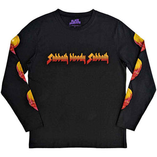 Black Sabbath Unisex Long Sleeve T-Shirt: Bloody Sabbath (Black) (Back & Sleeve Print)