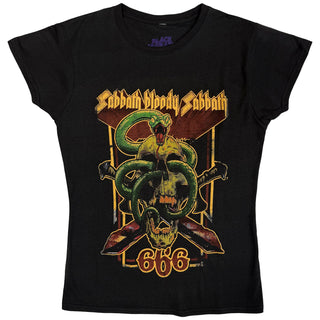 Black Sabbath Ladies Slim Fit T-Shirt: Bloody Sabbath 666