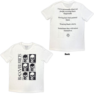 Black Veil Brides T-Shirt: Skulls (White) (Back Print)