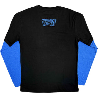 Creedence Clearwater Revival Layered Long Sleeve T-Shirt: CCR Album (Black & Blue) (Back & Sleeve Print)