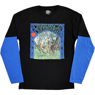 Creedence Clearwater Revival Layered Long Sleeve T-Shirt: CCR Album (Black & Blue) (Back & Sleeve Print)