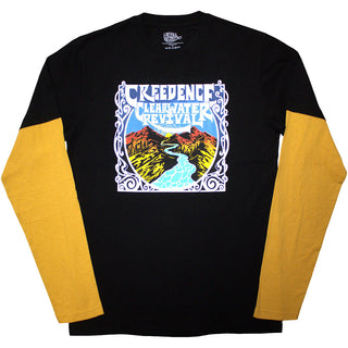Creedence Clearwater Revival Layered Long Sleeve T-Shirt: River (Black & Yellow)