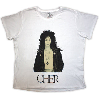 Cher Ladies Slim Fit T-Shirt: Leather Jacket