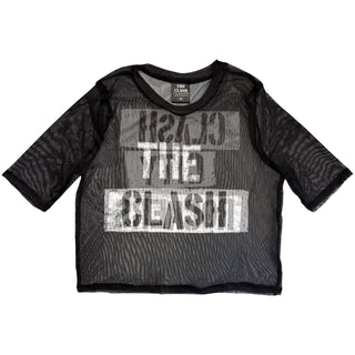 The Clash Ladies Mesh Crop Top: City Rockers (Black) (Front & Back)