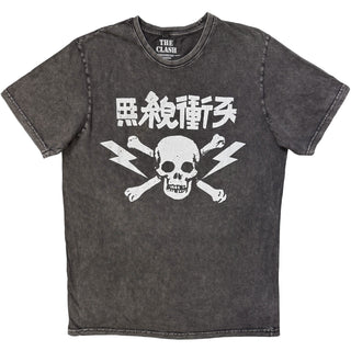 The Clash Stone Wash T-Shirt: Japan Text (Charcoal Grey)