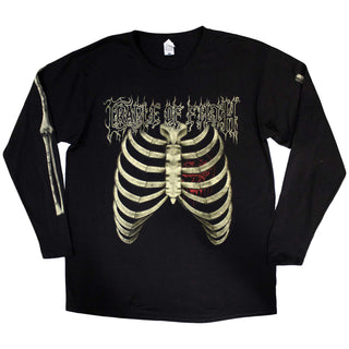 Cradle Of Filth Unisex Long Sleeve T-Shirt: Skeleton (Black) (Back & Sleeve Print)