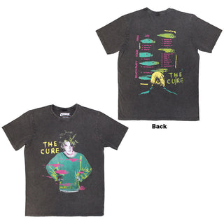 The Cure Stone Wash T-Shirt: Beach Party Tour '86 (Charcoal Grey) (Back Print)