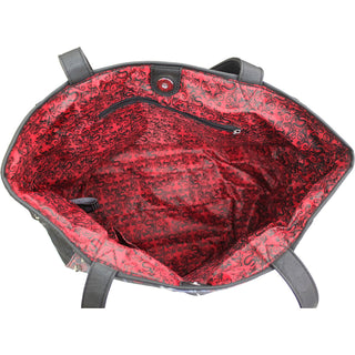 Spiral PU Leather Tote Bag: Black Cat (Black)