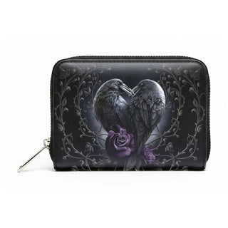 Spiral Zip Top Purse: Raven Heart (Black)