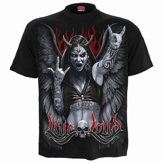 Spiral T-Shirt: Rock Loud (Black) (Back Print)