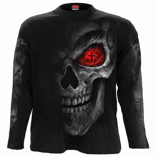 Spiral Long Sleeve T-Shirt: Death Stare (Black) (Back & Sleeve Print)