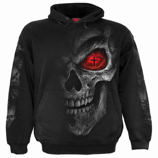 Spiral Pullover Hoodie: Death Stare (Black) (Back & Sleeve Print)