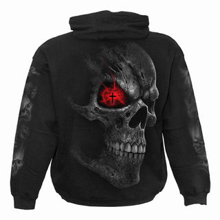 Spiral Pullover Hoodie: Death Stare (Black) (Back & Sleeve Print)