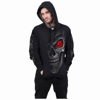 Spiral Pullover Hoodie: Death Stare (Black) (Back & Sleeve Print)