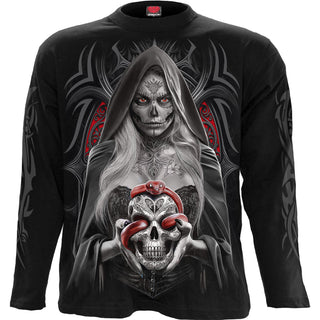 Spiral Long Sleeve T-Shirt: High Priestess (Black) (Back & Sleeve Print)