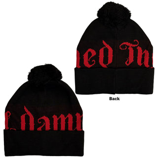 The Damned Bobble Beanie Hat: Red Logo (Black) (Back Print) (Ex-Tour)