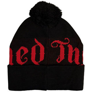The Damned Bobble Beanie Hat: Red Logo (Black) (Back Print) (Ex-Tour)
