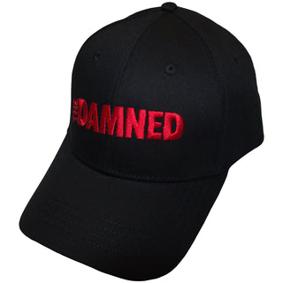 The Damned Baseball Cap: Red Text Logo (Black)