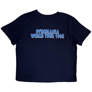 Def Leppard Ladies Crop Top: Pyro Tour (Navy Blue) (Back Print)