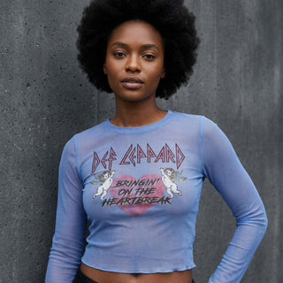 Def Leppard Ladies Long Sleeve T-Shirt: Bringin On The Heartbreak (Mesh)