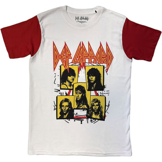 Def Leppard Raglan T-Shirt: Band Frame (Red & White)