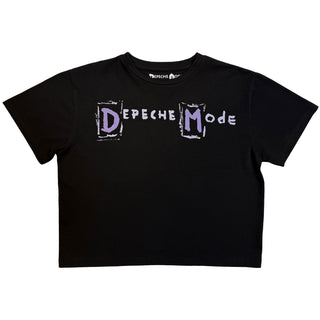 Depeche Mode Ladies Crop Top: Hand Painted Logo (Black)