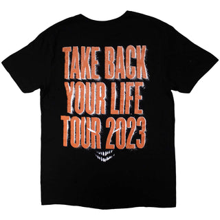 Disturbed Unisex T-Shirt: European Tour '23 Take Back (Black) (Back Print & Ex-Tour)