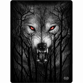 Spiral Fleece Blanket: Forest Wolf (Black) (Double Sided)