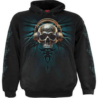 Spiral Pullover Hoodie: Dread Rocks (Black) (Back & Sleeve Print)